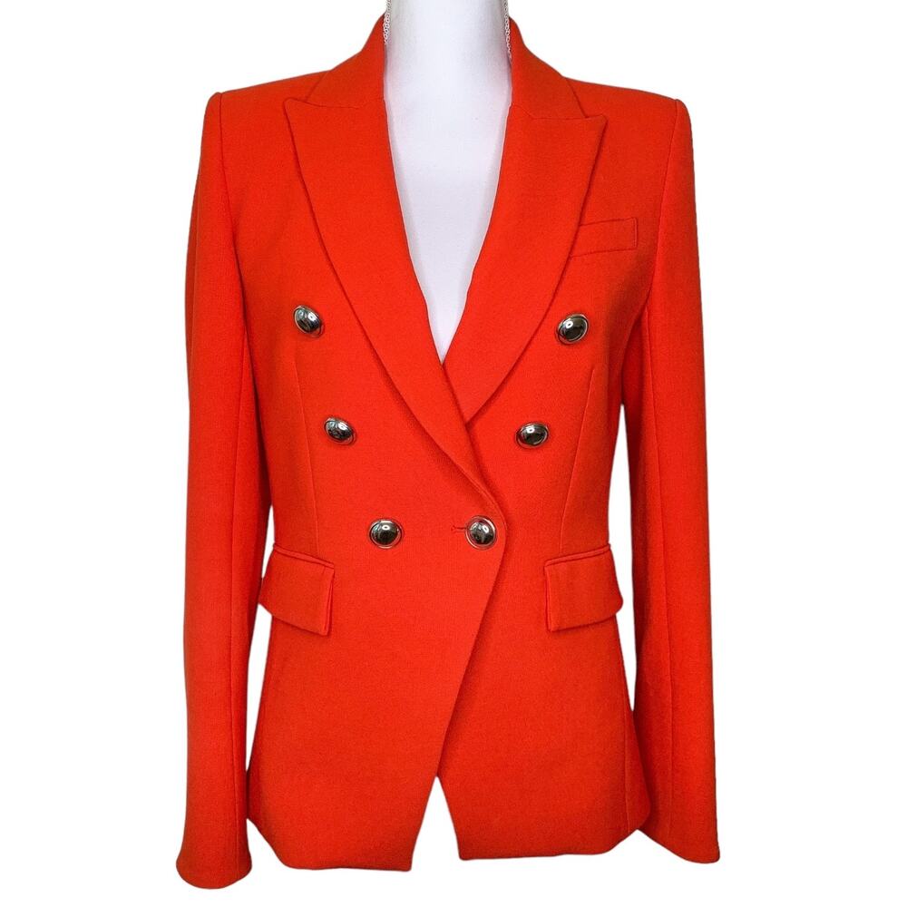 Veronica Beard Red Flame Miller Dickey Jacket Blazer Silver Double Breasted - Picture 2 of 12